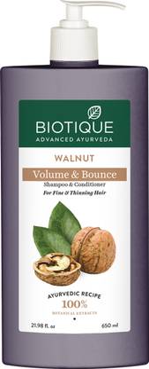 BIOTIQUE Walnut Volume & Bounce Shampoo & Conditioner | Controls Hair Thinning