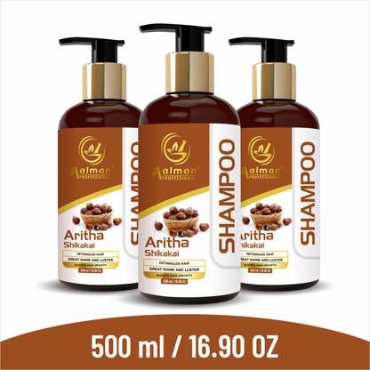 Aalman Professional Aritha -Shikakai Herbal and Chemical-Free Shampoo For hair Growth (3 Bottle)
