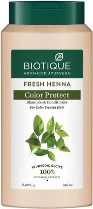 BIOTIQUE Fresh Henna Color Protect Shampoo and Conditioner for Color Treated Hair, 340ml