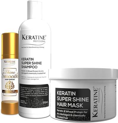 KERATINE PROFESSIONAL Keratin Super Shine (500ml Shampoo, 500ml Mask & 50ml Serum)