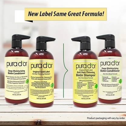 Pura D'or Gold Label Anti-Thinning Deep Moisturizing Therapy Shampoo & Conditioner Set 16 oz