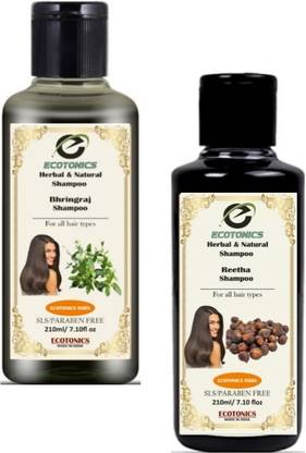 Ecotonics 100% Pure Reetha Shampoo and Bhringraj Shampoo - 420ml