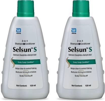 Selsun 2-in-1 Anti-Dandruff Shampoo + Conditioner (120 ml x Pack of 2)