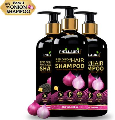 Phillauri Red Onion Black Seed Oil Shampoo - Strengthens and Promotes Healthy Hair