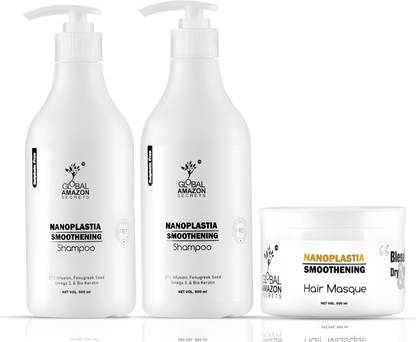 Global Amazon Secrets Combo Nanoplastia Smoothening Shampoo & Hair Masque 500ml Set