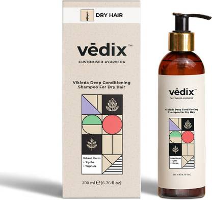 Vedix Ayurvedic Vikleda Deep Conditioning Shampoo For Dry Hair With Wheat Germ + Jojoba + Triphala - Made with Wheat Germ, Jojoba and Triphala - 200 ml