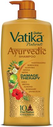 DABUR VATIKA Ayurvedic Shampoo, Damage Therapy with 10 natural herbs