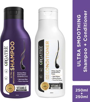 Orgatre Frizz Control Ultra Smoothing Shampoo & Conditioner- Soft & Silky Hair Every Day