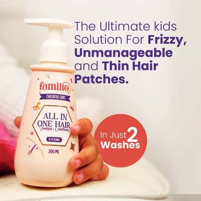 FAMILIO All in One Hair Shampoo and Conditioner for Kid, Shampoo for Fuller Looking Hair