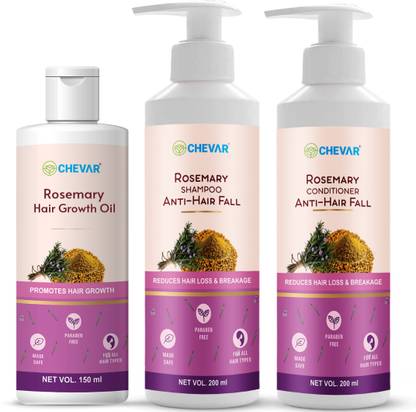 Chevar Rosemary Hair Fall Control Kit, Hair Growth, (hair oil + shampoo + conditioner)