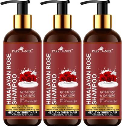 PARK DANIEL Premium Rose Shampoo -For Healthy and Shiny Hair Combo Pack 3 Bottle of 200 ml(600 ml)