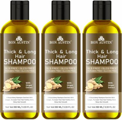 Bon Austin Thick & Long Hair Shampoo with Ginger Extract To Get Shiny Hair Pack 3 of 100ML