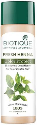 BIOTIQUE Fresh Henna Color Protect Shampoo & Conditioner For Color Treated Hair, 120 ml