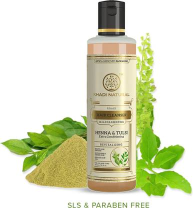 KHADI NATURAL Organic Henna & Tulsi Extra Conditioning Cleanser/Shampoo - SLS & Paraben Free