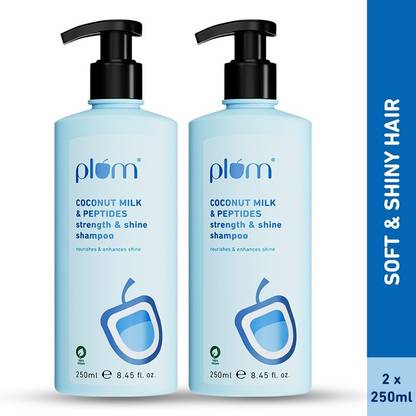 Plum Coconut Milk & Peptides strength & shine shampoo | Smoothens strands | Pack of 2