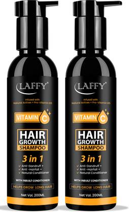 LAFFY Vitamin C Hair Growth Shampoo, 3-in-1 with Natural Actives and Menthol