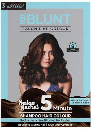 BBlunt Chocolate Dark Brown 5 Minute Shampoo Hair Colour for 100% Grey Coverage-20ml X5 , Chocolate Dark Brown