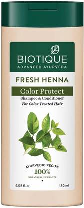 BIOTIQUE Fresh Henna Color Protect Shampoo & Conditioner for Color Treated Hair, 180ml