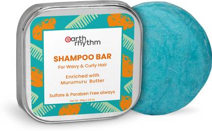 Earth Rhythm Murumuru Butter Shampoo Bar for Curly & Wavy Hair, 100% Biodegradable, Plastic-free Packaging, - 80 GM (Tin Packaging)
