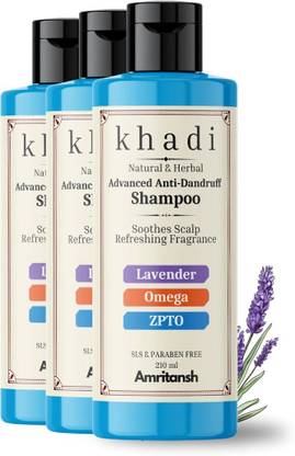 AMRITANSH Khadi Advanced Anti-Dandruff Shampoo with ZPTO, Omega & Lavender Essential Oil