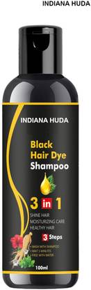 INDIANA HUDA Instant 3-in-1 Herbal Black Hair Dye Shampoo - 100ml Organic Care