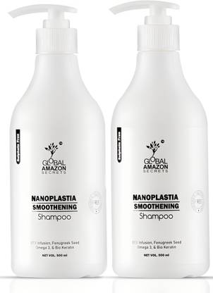 Global Amazon Secrets Nanoplastia Smoothening Shampoo combo 500ml each (pack of 2)