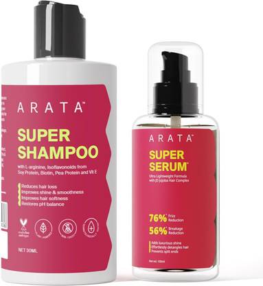 ARATA Super Shampoo & Super Serum | Reduces Frizz, Adds Shine & Smoothness | Net 400ml