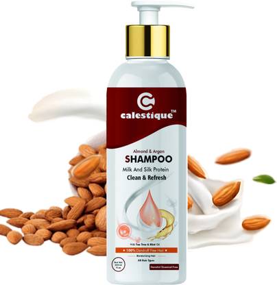 Calestique Almond and Argan Shampoo with Milk and Silk Protein, Clean and Refresh Formula