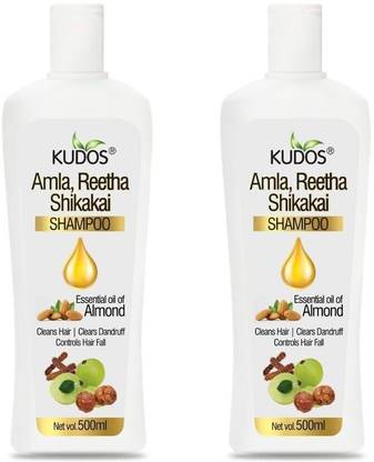 KUDOS Amla Reetha Shikakai Shampoo 500 ml Pack of 2 | An Ayurvedic Shampoo for Beautiful Volumizing Lustrous Hair