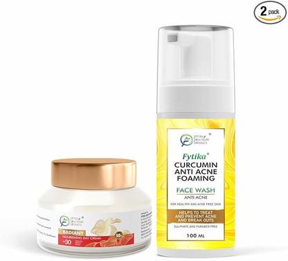 FYTIKA HEALTHCARE PRODUCTS Fytika Radiant Nourishing Day Cream + Anti-Acne Foaming Face Wash - Combo Pack