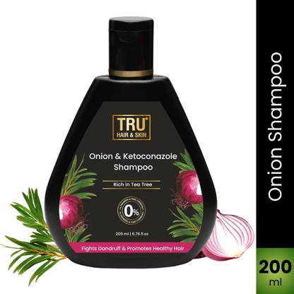 TRU HAIR & SKIN Onion Shampoo For Dandruff & Hair Fall Control Adds Shine 200ml