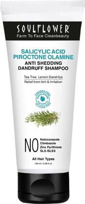 Soulflower Anti Dandruff Shampoo for Itchy & Flaky Scalp with Salicylic Acid, Tea Tree