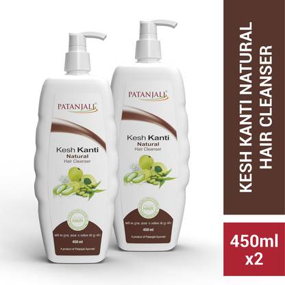 PATANJALI Kesh Kanti Natural Hair Cleanser, Shampoo for Strong & Shiny Hairs - 450ml x 2