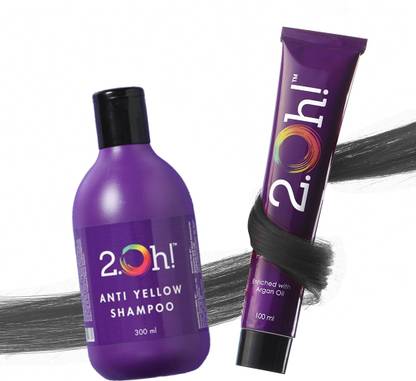 2.Oh! Semi Permanent Hair Color 100 ml - Charcoal + Anti Yellow Shampoo 300 ml