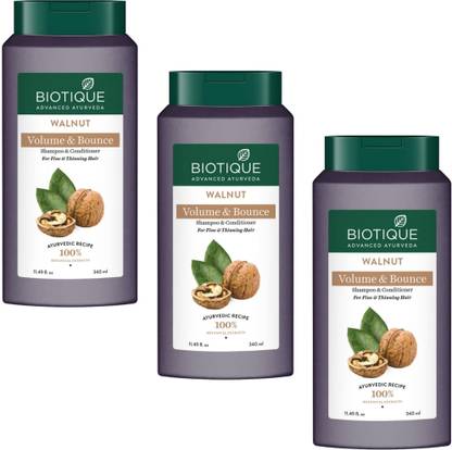 BIOTIQUE Walnut Volume & Bounce Shampoo - 340ml (Pack of 3)