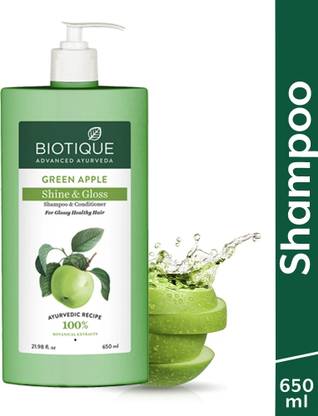 BIOTIQUE Green Apple Shine & Glow Shampoo & Conditioner | For Glossy Healthy Hair