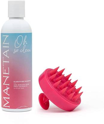 MANETAIN Combo of Scalp Brush + Oh so clean Clarifying Shampoo for Curly And Wavy Hair