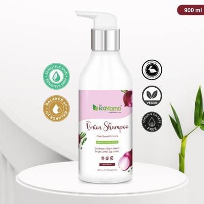 The Eco Mama Onion Hair Fall Defense Shampoo|With Vitamin E & Essential Oils|Boosts Regrowth