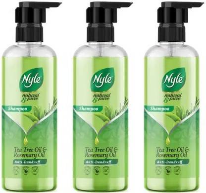 Nyle Natural & Pure Anti Dandruff Shampoo With Tea Tree & Rosemary Oil, 300 ml x 3