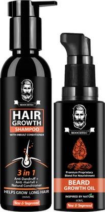 moochtec Hair Growth Shampoo With Inbuilt Conditioner & Beard Growth Oil for Men