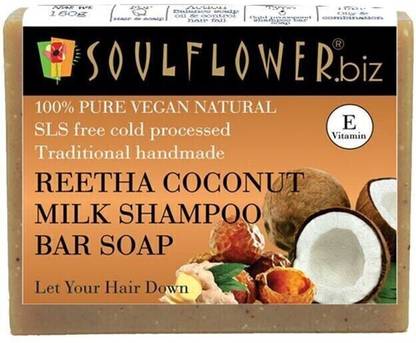 Soulflower Reetha Coconut Milk Shampoo Bar | For Hair Cleansing & Dandruff Control |