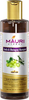 KHADI Mauri Herbal Amla & Bhringraj Herbal Shampoo - Hair Growth & Root Strengthening - 210 ml