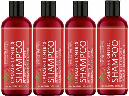 house of common 100% Organics Extracts Damage Control Shampoo | Strong, Shiny (100ml) Pack of 4