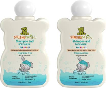ShuShu Babies Fragrance Free Shampoo & Body Wash For Babies | Under 0-3 Years Babies (2x200ml)