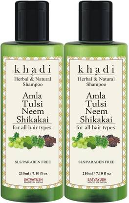 Satvayush Khadi Amla Tulsi Neem Shikakai Shampoo SLS-Paraben free Natural & Herbal