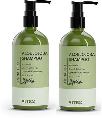 Vitro Naturals Aloe Jojoba Shampoo|For Anti hairfall|Soft and shiny hair|Paraben Free|250 mlx2