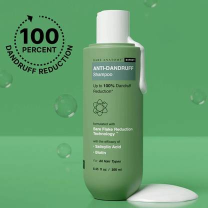 BARE ANATOMY Anti-Dandruff Shampoo - Upto 100% Dandruff Reduction with Salicylic Acid, Biotin