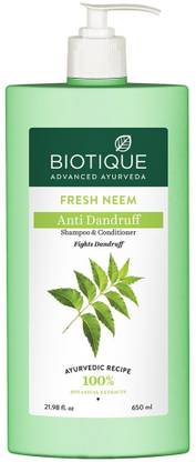BIOTIQUE Fresh Neem Anti Dandruff Shampoo & Conditioner | Controls Dandruff & Dryness