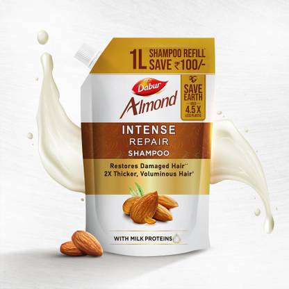 Dabur Almond Intense Repair Refill Pack | Nourished & Smooth hair | Almond protein  (1000 ml)