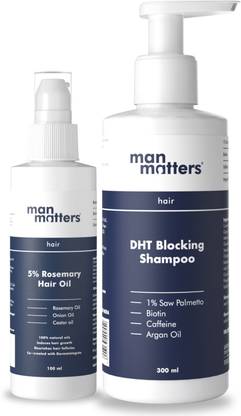 Man Matters Anti Hair Fall DHT Blocking Shampoo (300ml) & 5% Rosemary Hair Oil (100ml)